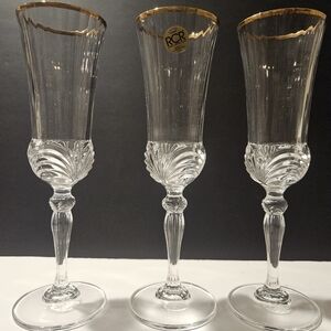 Vintage Royal Crystal Rock Champagne Flutes Made in Italy 8.5 in.Set of 3